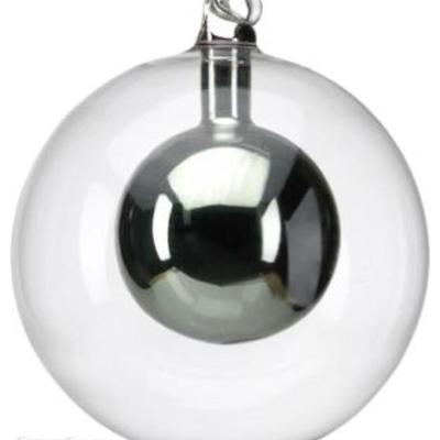 Double Glass ornament with silver fill by Zodax