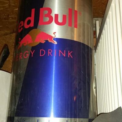 Red Bull promotional cooler good condition about 4 feet tall