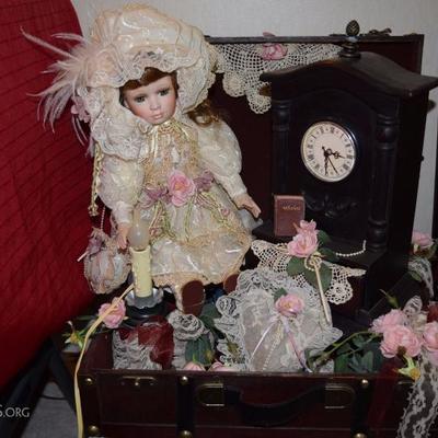 vintage doll clock in box 