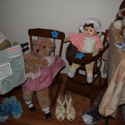 Doll highchair and rocking chair 