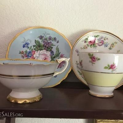 Vintage tea cups and matching saucers