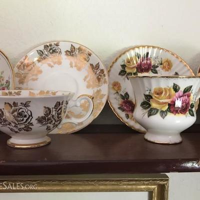 Vintage tea cups and matching saucers