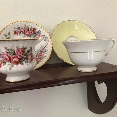 Vintage tea cups and matching saucers