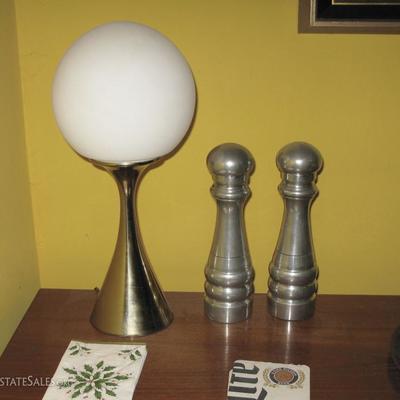 Laurel lamp and pewter mcm S&P set
