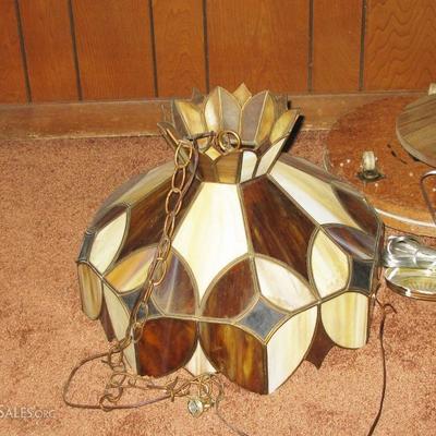 1970's stained glass ceiling fixture