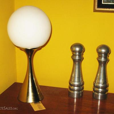 Laurel lamp and pewter S & P shakers 