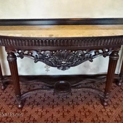 NEOCLASSICAL MARBLE TOP CONSOLE TABLE