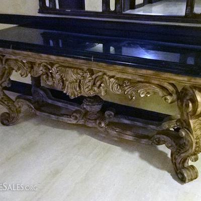 LARGE GEORGIAN STYLE MARBLE TOP CONSOLE TABLE