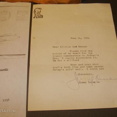 Signed Jimmy Durante Letter