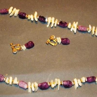 Vintage Miriam Haskell Necklace & Earrings Set