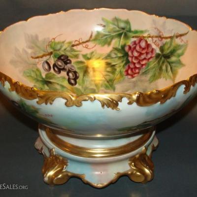 Antique Limoges Punch Bowl on Stand