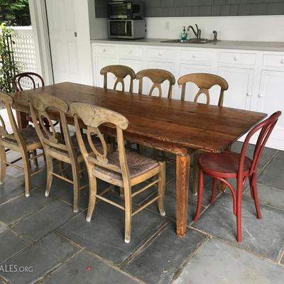 Large farm table and chairs