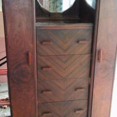 Art Deco-His & Her Armoire with Mahogany Inlays.
