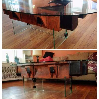 One of a kind!!! Foundry Mold and Glass Coffee Table!! 