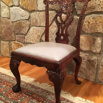 Hand Carved Italian Claw Foot Dining Chairs 