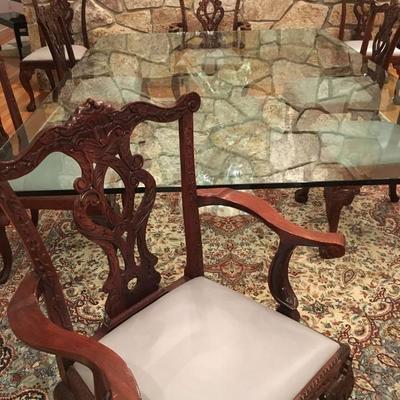 Set of Six Carved Dining Chairs 