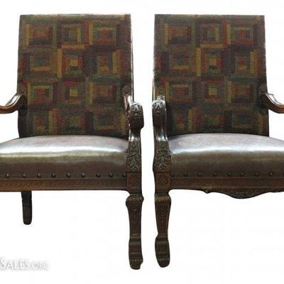 Pair Jacobean Throne Chairs