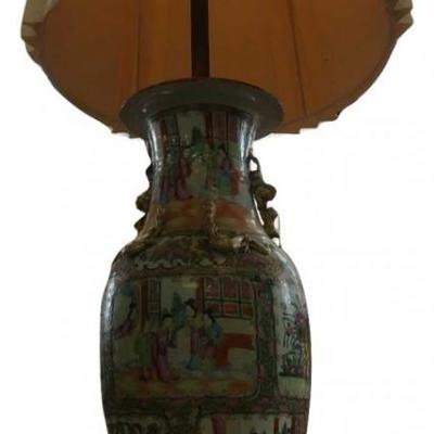Monumental Famille Rose Porcelain Lamp/Vase #2