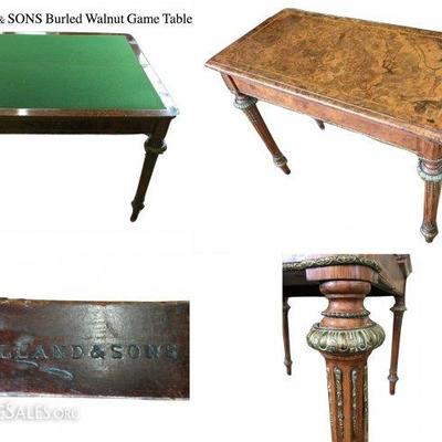 Holland & Sons Burled Walnut Game Table 