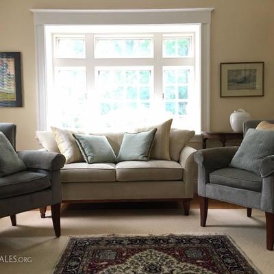 Crate and Barrel Sofa, Stickley Arm Chairs