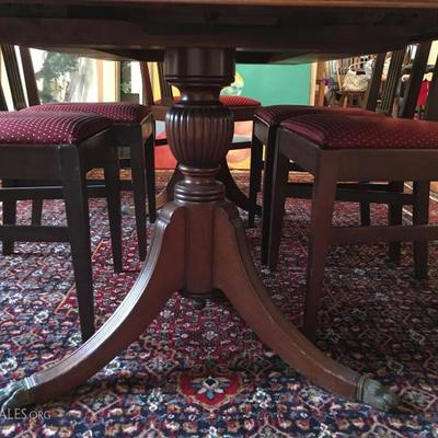 Double Pedestal Table with Brass Claw Foot 