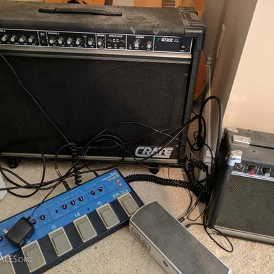 Crate G130C Amp, Ernie Ball volume pedal, multieffects pedal