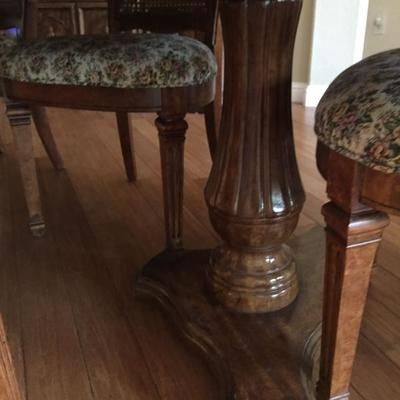 close-up of dining table leg