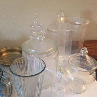 apothecary jars and various entertaining & serving pieces