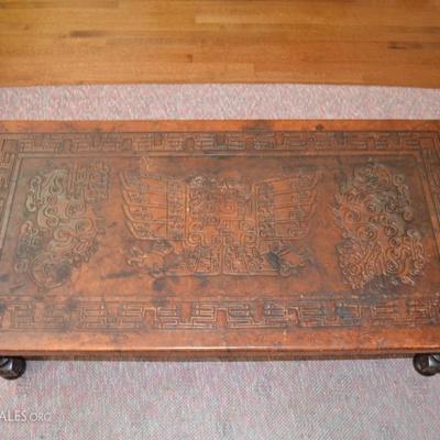 Incan-inspired Peruvian tooled leather table