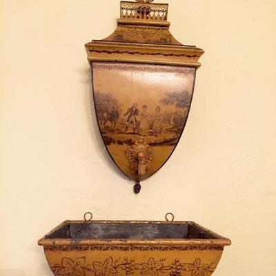 Antique French Metal Wall Fountain 
