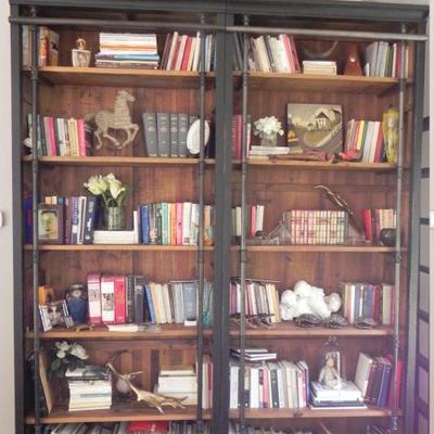 2 Lillian August tall bookshelf + ladder. Each bookcase measures 39