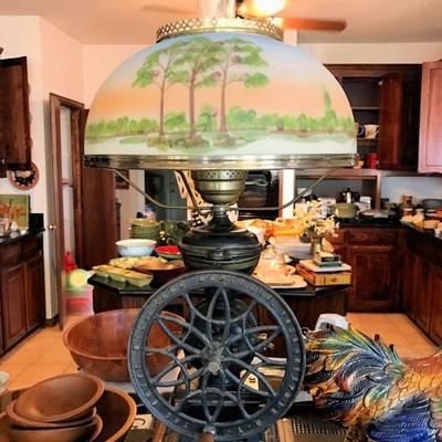 WONDERFUL antique Swift Mill Lane Brothers coffee mill lamp