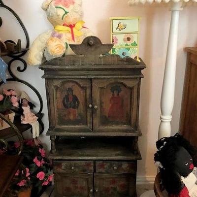 Cute child-size reproduction painted cupboard