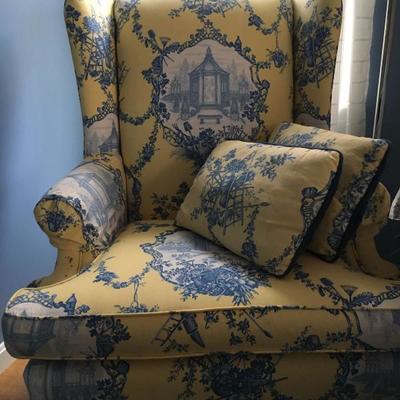 Upholstered Armchair in Toile