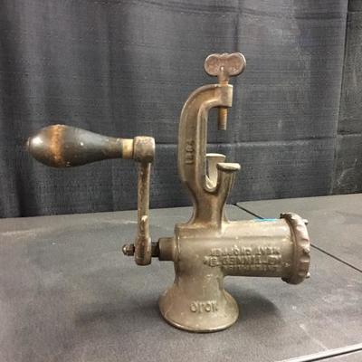Antique cast iron meat grinder