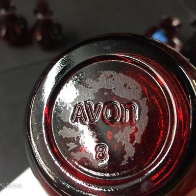 Avon ruby red glass cruets