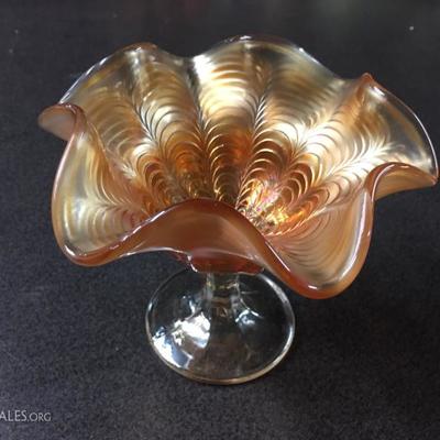 Fenton ruffled compote carnival glass 