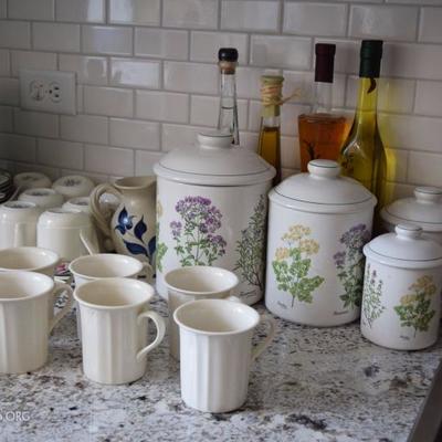 coffee cups and canisters 