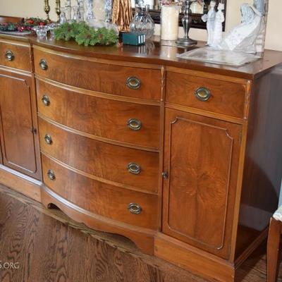 Brickwede antique walnut buffet with silver compartments in each end drawer 