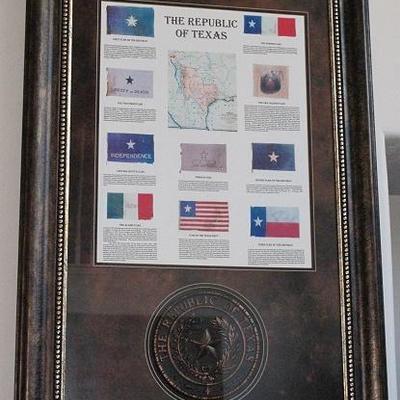 The Republic of Texas Flag Identification Print with Republic of Texas Seal Framed and Matted