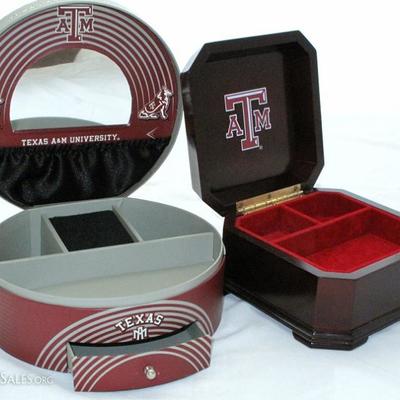 Texas A&M Maroon & White Jewelry Box and Wooden Musical Jewelry Box Open View