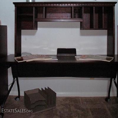 OSP Office Star Furniture Cherry Finish Computer Desk with 2 Matching Bookcases with 3 Adjustable Shelves