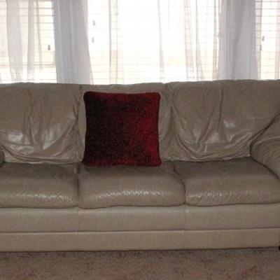 Made in Italy Napa Ecru Leather 3-Cushion Sofas (2 ea)