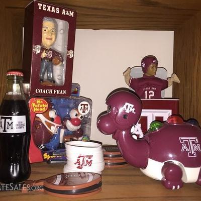 Texas A&M Miscellaneous Toys, Etc.:  1998 Conference Champs Coke Bottle, Coach Fran Bobble Head MIB, 