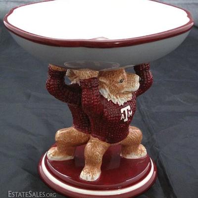 Slavic Treasures College Treasures 2005 Texas A&M Aggies Ceramic Mascot Pedestal Candy Dish