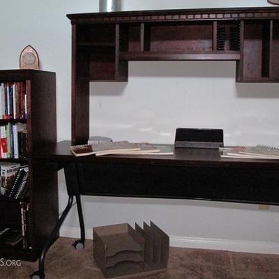 OSP Office Star Furniture Cherry Finish Computer Desk with 2 Matching Bookcases with 3 Adjustable Shelves