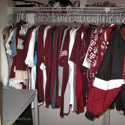 Closet Full!!! Texas A&M Clothing, Tote Bags, Baseball Caps, 12th Man Towels, Scarves, Etc., Etc.!!!!!