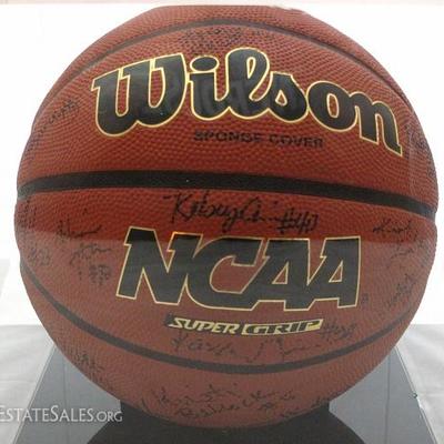Texas A&M 2011 Women's Basket Ball NCAA Championship against Notre Dame, Team Signed Ball with Display Case.