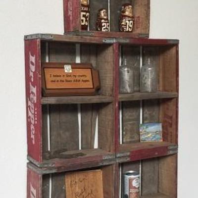 Side View: Great Wall Shelf Unit Created from Dr. Pepper Bottle Crates