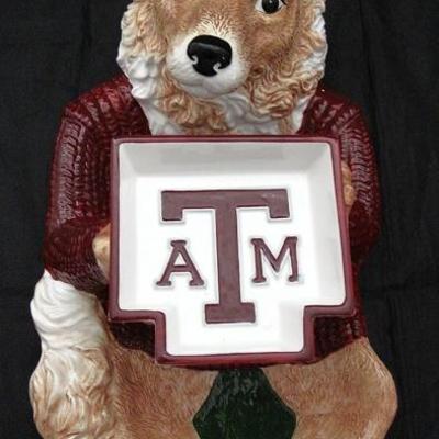 Slavic Treasures 2003 Texas A&M Aggies Mascot Ceramic Chip & Dip Tray